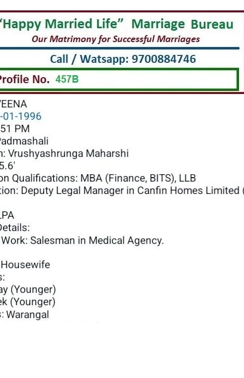 Veena , Profile No.457B, Birth 1996, MBA