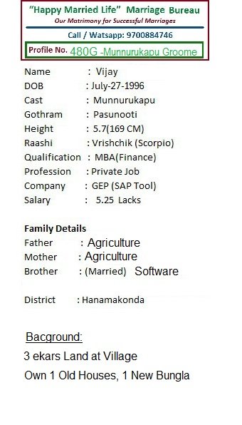 Vijay, Birth Yr 1996, Income 5.25L, Profile No 480G