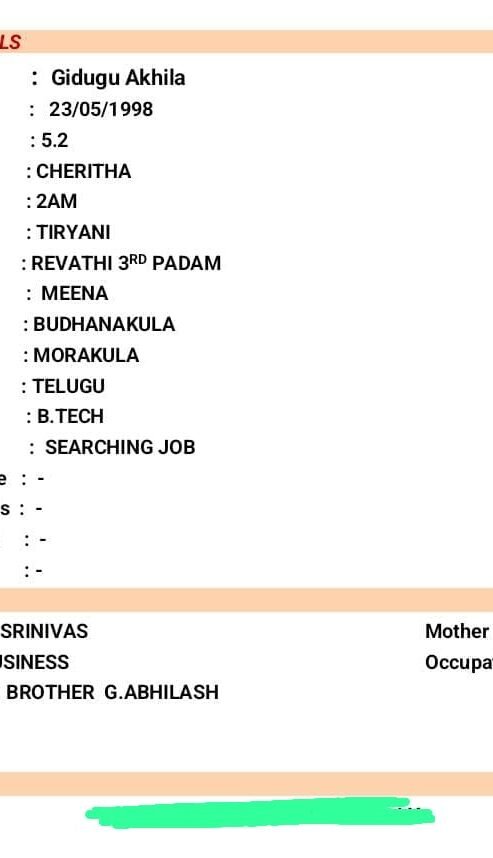 Akhila, Birth Yr 1998, Profile No 477B