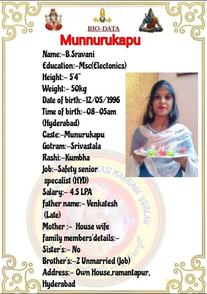 Sravani, Birth Yr 1996, Income 4.5L, Msc, MK, MB, Profile No 837B