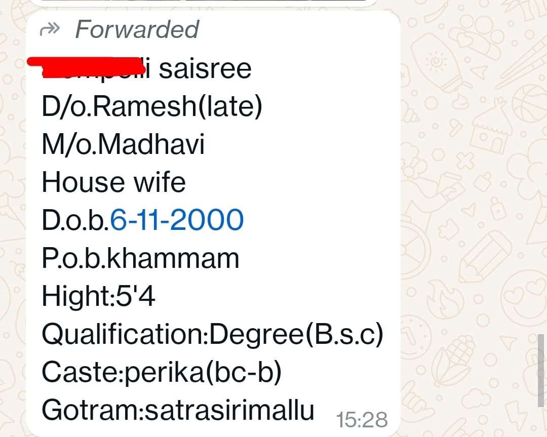 Sai Sree, Birth Yr 2000, , B.sc, MB, Profile No 876B