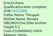 Archana,Birth Yr2002, Inter, MB, Profile No 1073B