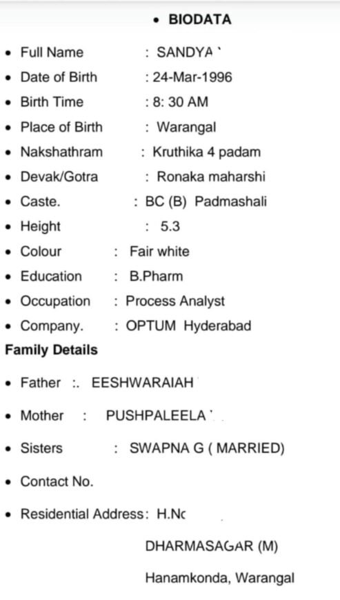 Sandya, Birth yr 1996, B,Pham,MB, Profile No 1127B